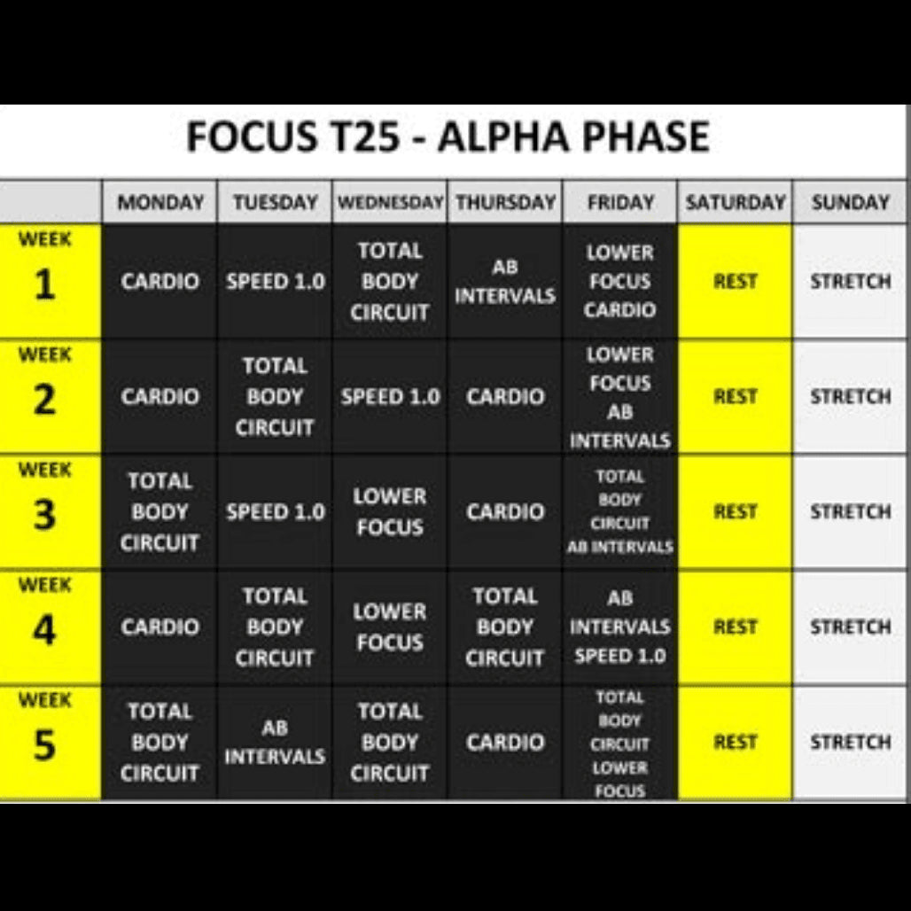Understanding The In's and Out's Of The T25 Alpha Schedule